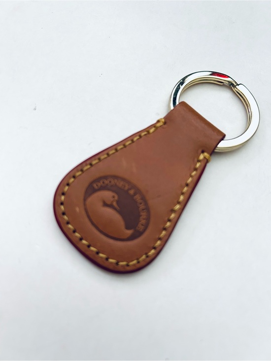 Dooney & Bourke Accessories - Dooney & Bourke Tan Leather Key Fob with Gold Ring